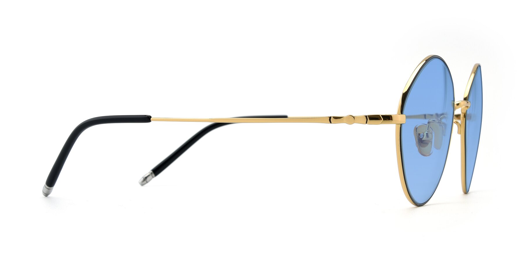 Side of 90029 in Black-Gold with Medium Blue Tinted Lenses