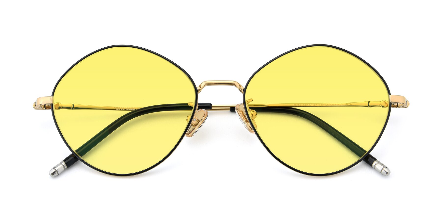 Folded Front of 90029 in Black-Gold with Medium Yellow Tinted Lenses