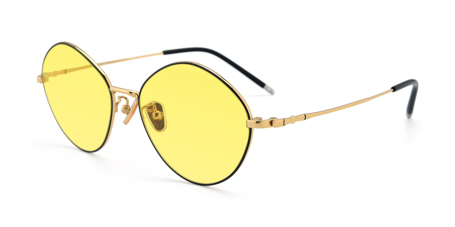 Angle of 90029 in Black-Gold with Medium Yellow Tinted Lenses