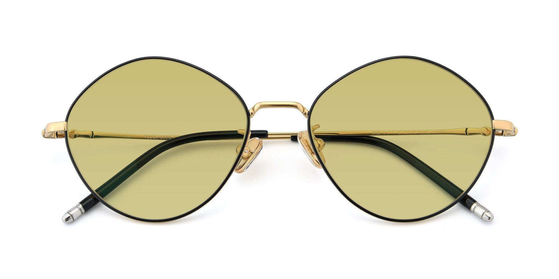 Folded Front of 90029 in Black-Gold with Medium Champagne Tinted Lenses