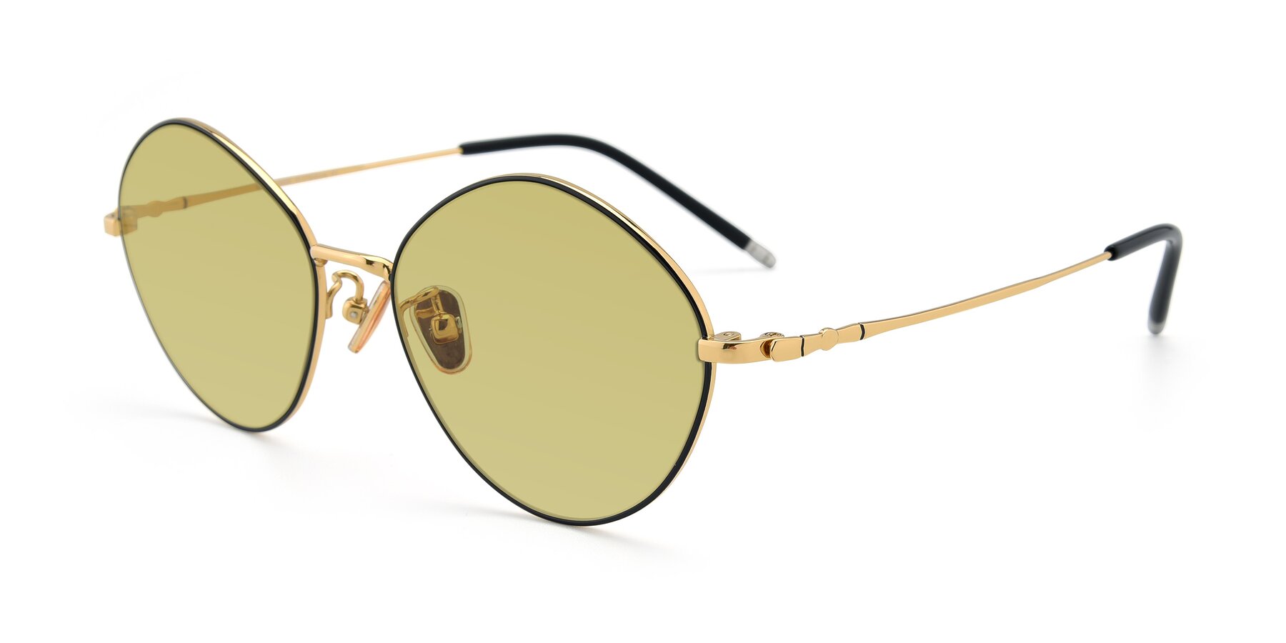 Angle of 90029 in Black-Gold with Medium Champagne Tinted Lenses