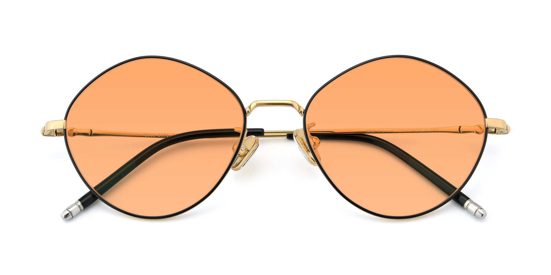 Folded Front of 90029 in Black-Gold with Medium Orange Tinted Lenses