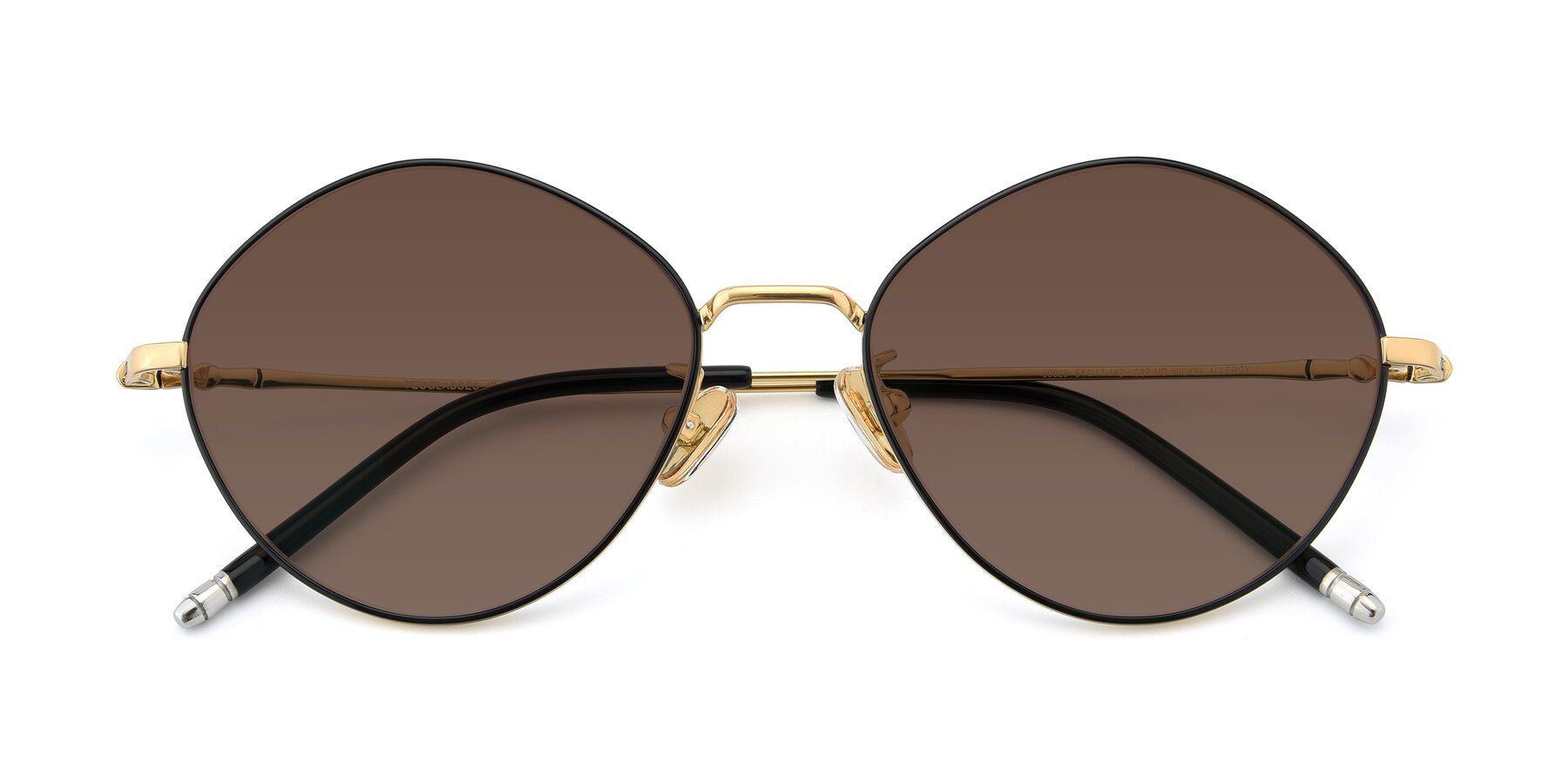 Folded Front of 90029 in Black-Gold with Brown Tinted Lenses