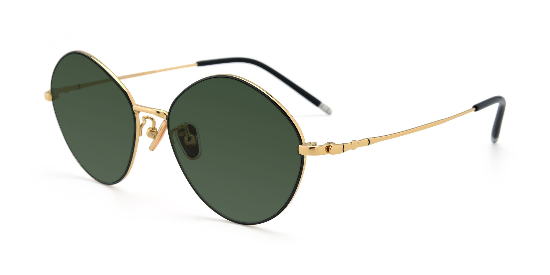 Angle of 90029 in Black-Gold with Green Tinted Lenses