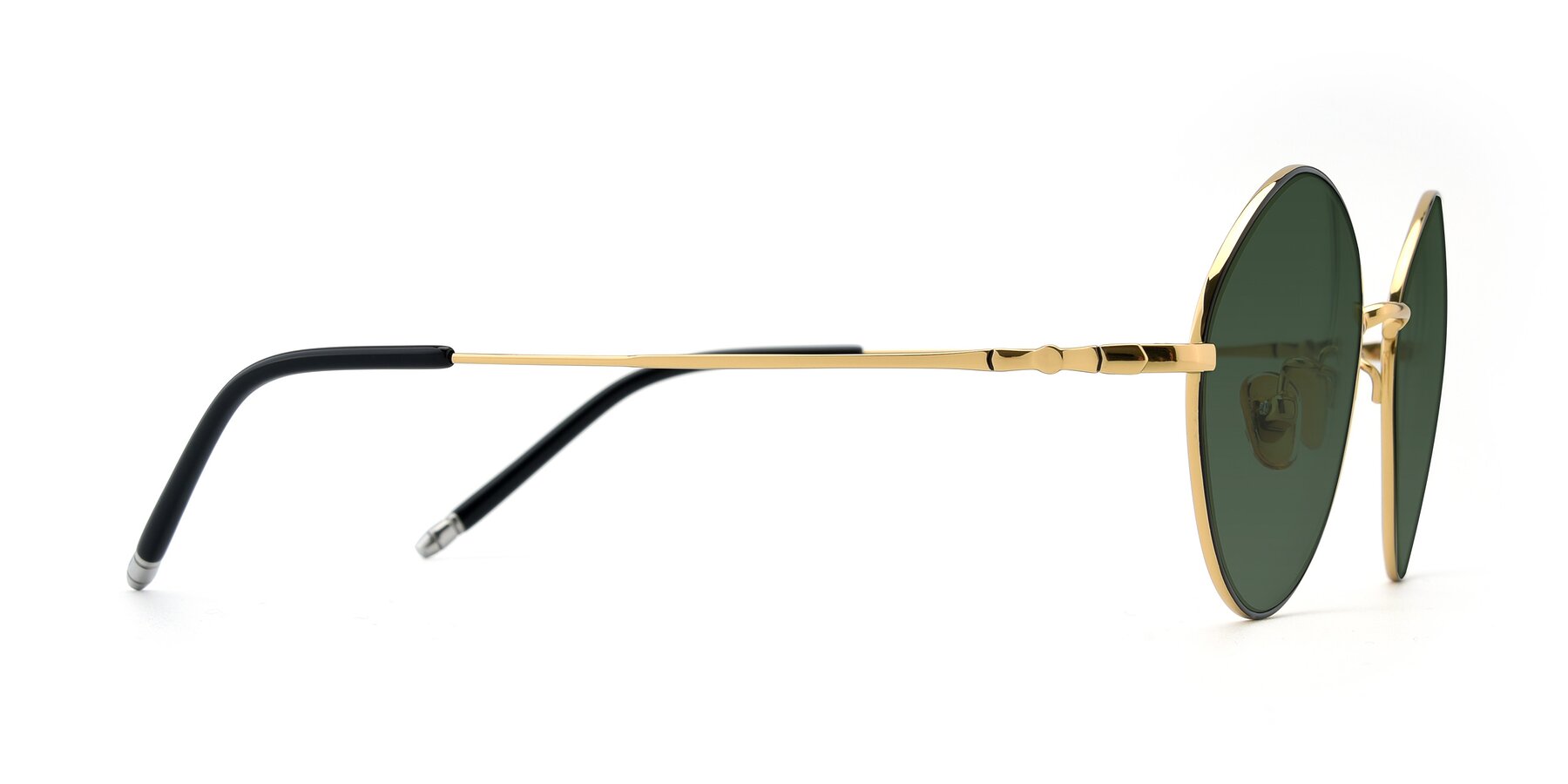 Side of 90029 in Black-Gold with Green Tinted Lenses