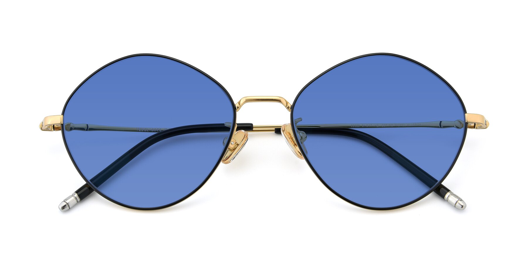 Folded Front of 90029 in Black-Gold with Blue Tinted Lenses