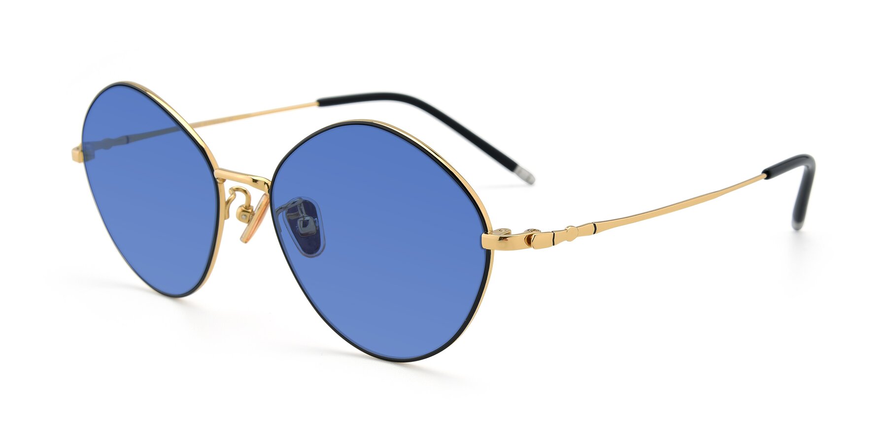 Angle of 90029 in Black-Gold with Blue Tinted Lenses