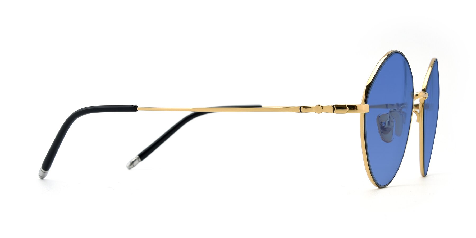 Side of 90029 in Black-Gold with Blue Tinted Lenses