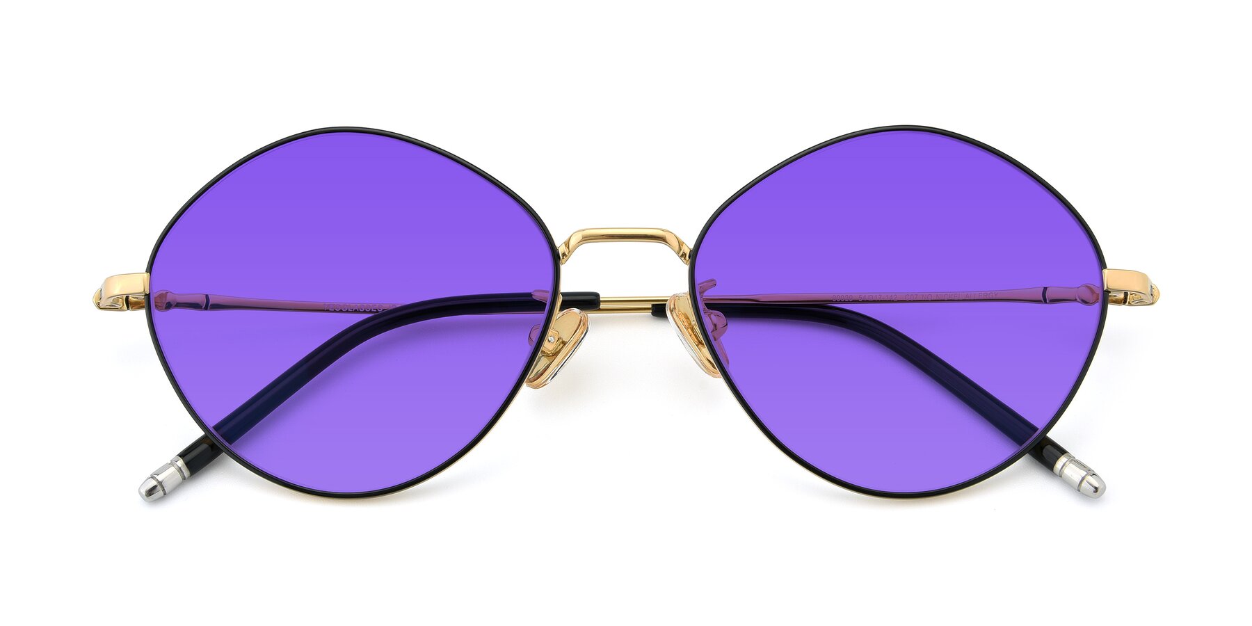 Folded Front of 90029 in Black-Gold with Purple Tinted Lenses