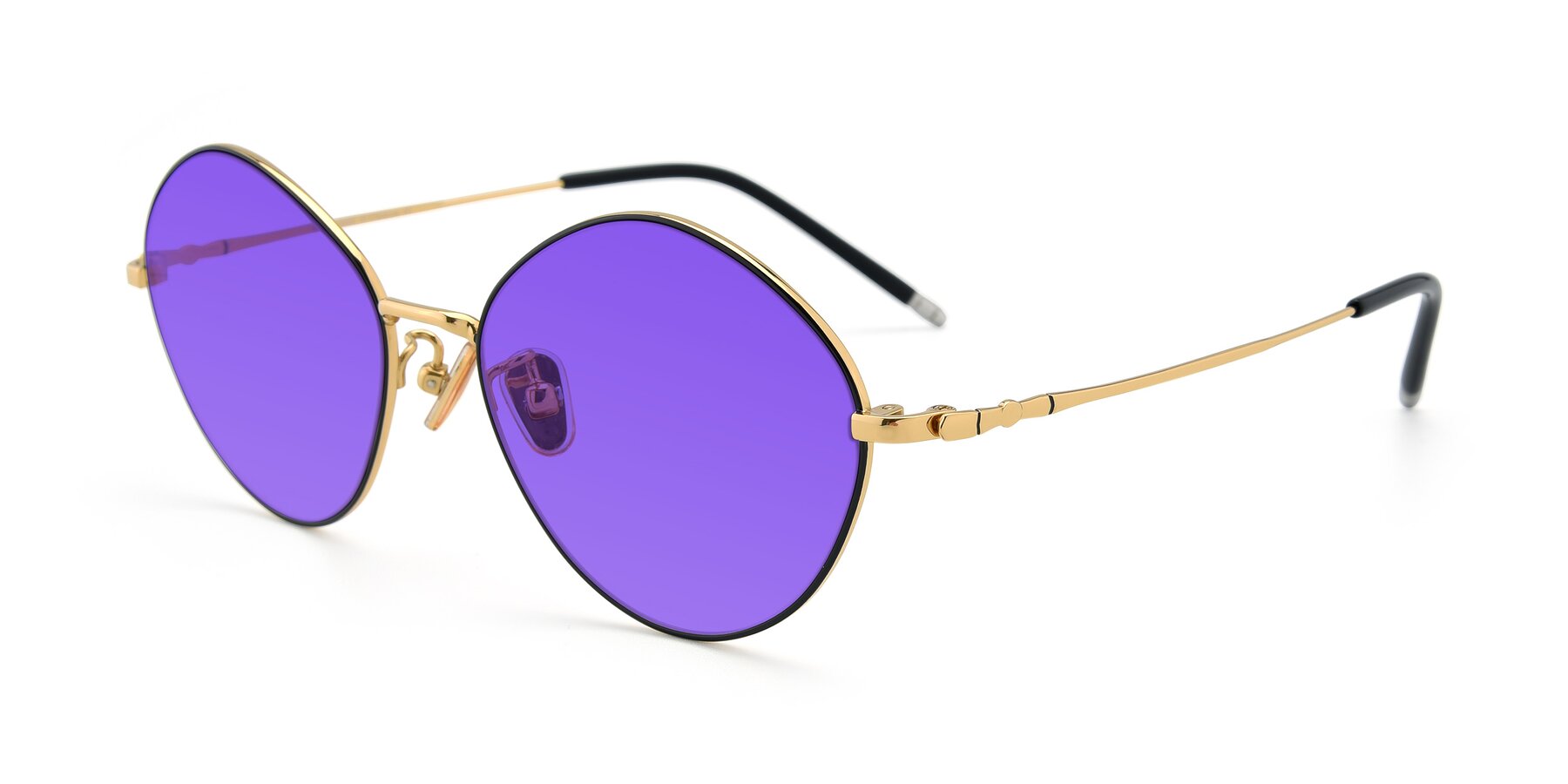 Angle of 90029 in Black-Gold with Purple Tinted Lenses