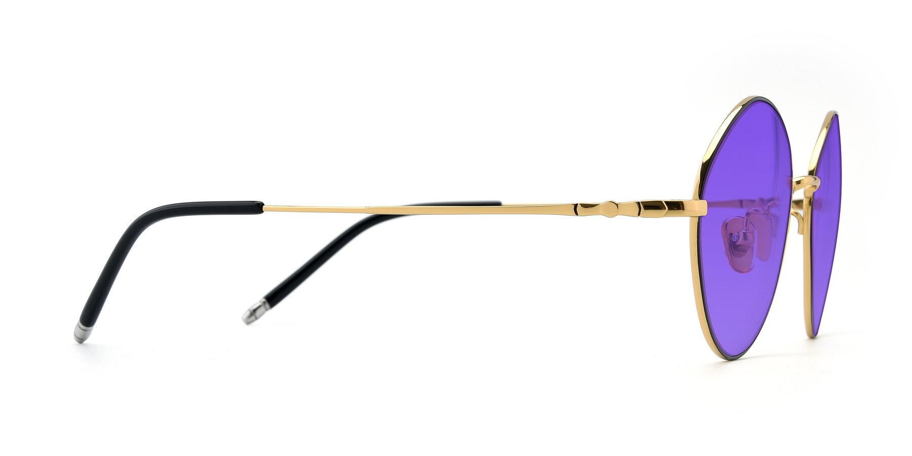 Side of 90029 in Black-Gold with Purple Tinted Lenses