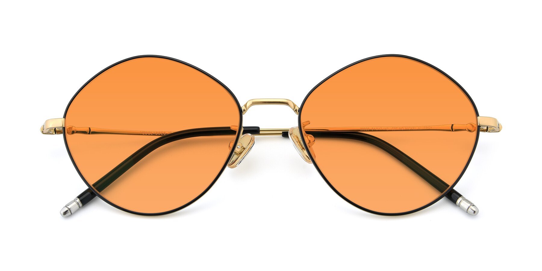 Folded Front of 90029 in Black-Gold with Orange Tinted Lenses