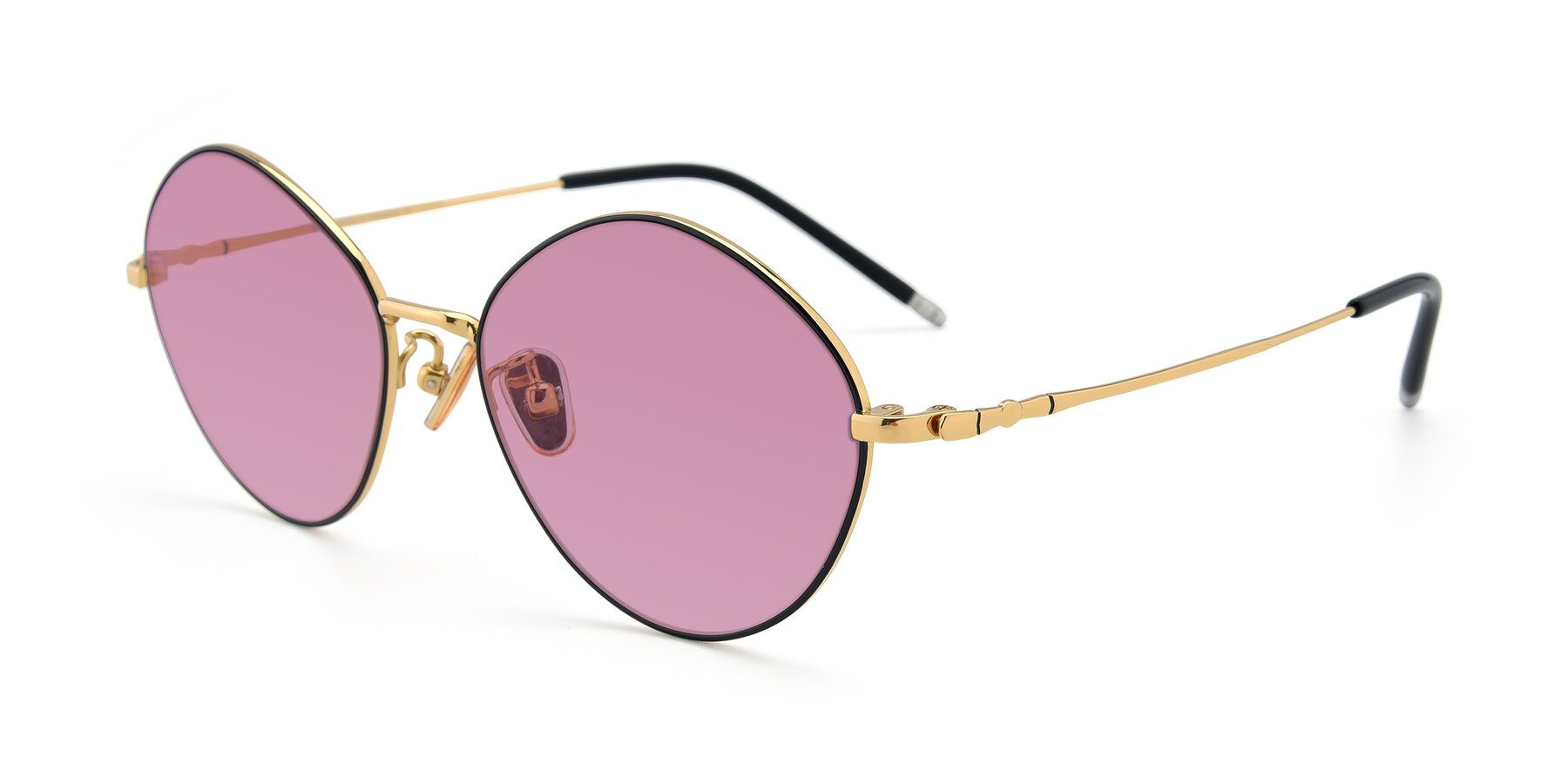 Angle of 90029 in Black-Gold with Medium Wine Tinted Lenses