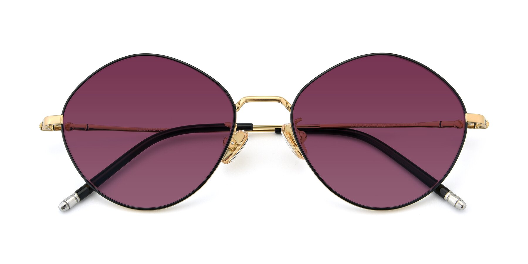 Folded Front of 90029 in Black-Gold with Wine Tinted Lenses