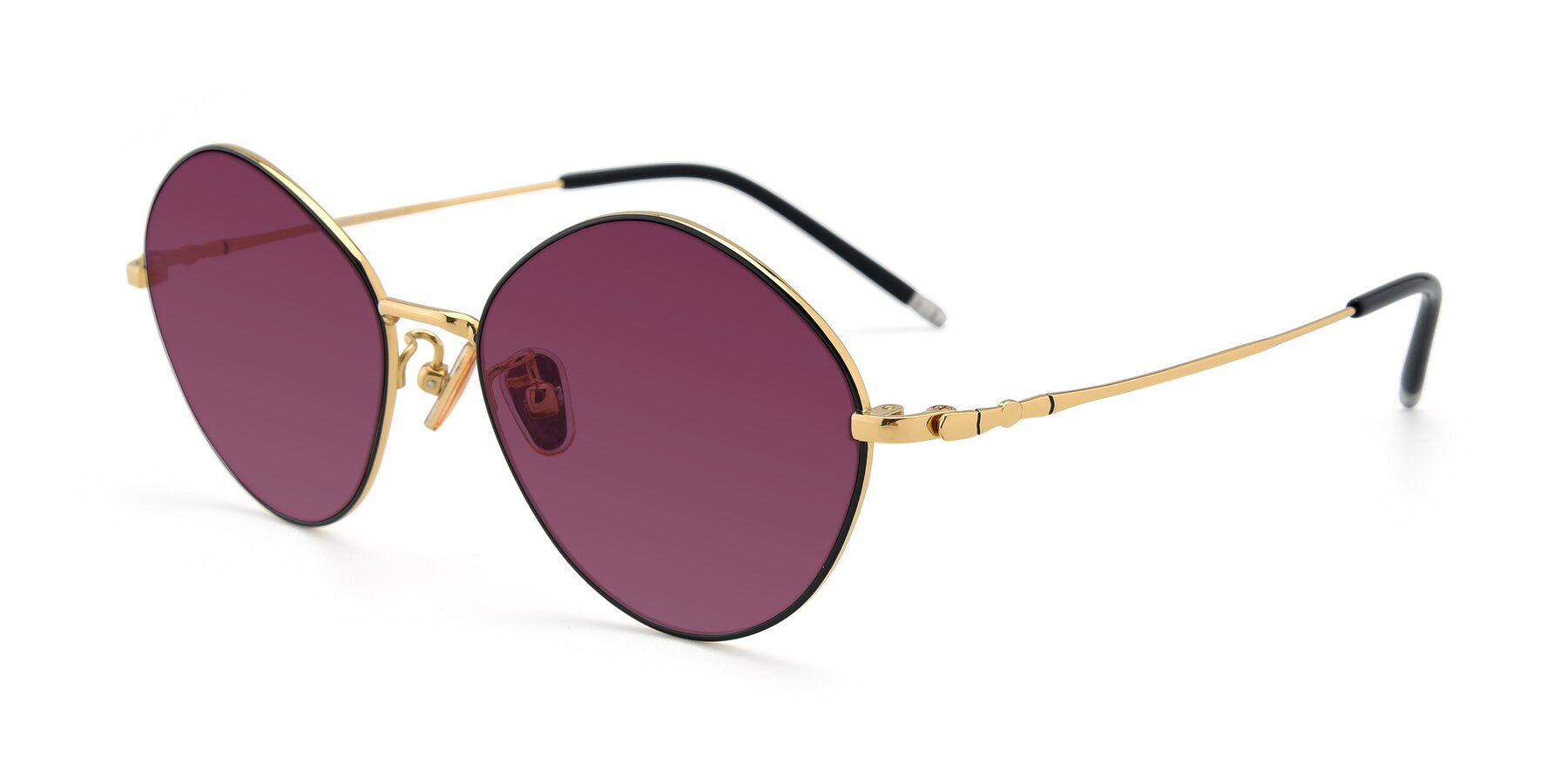 Angle of 90029 in Black-Gold with Wine Tinted Lenses