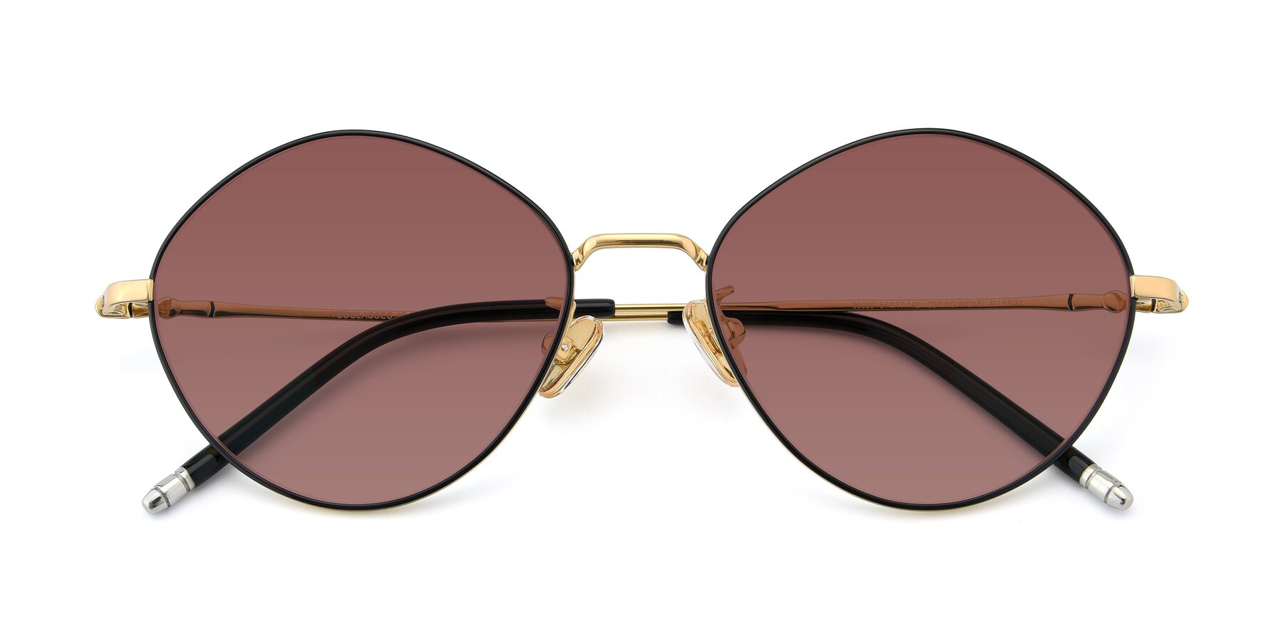 Folded Front of 90029 in Black-Gold with Garnet Tinted Lenses