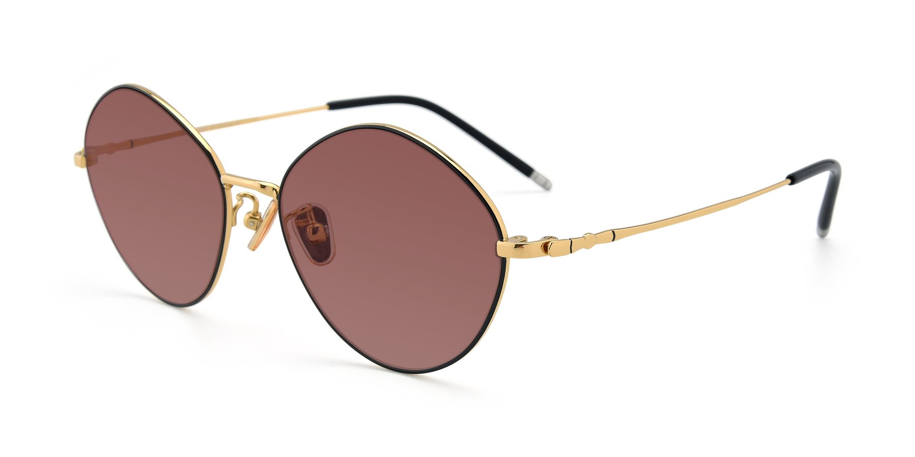 Angle of 90029 in Black-Gold with Garnet Tinted Lenses