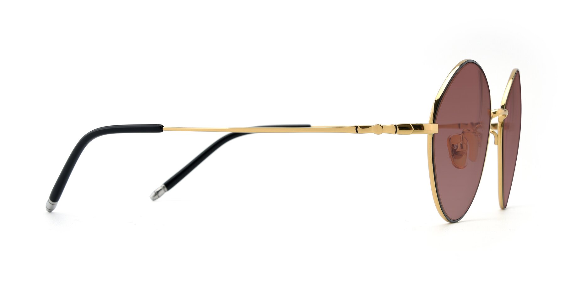 Side of 90029 in Black-Gold with Garnet Tinted Lenses