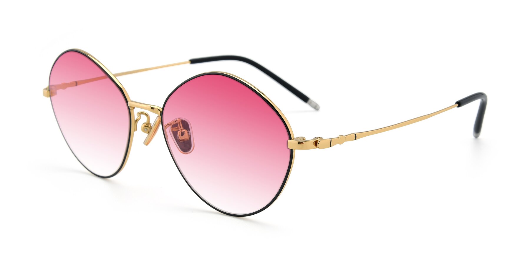 Angle of 90029 in Black-Gold with Pink Gradient Lenses