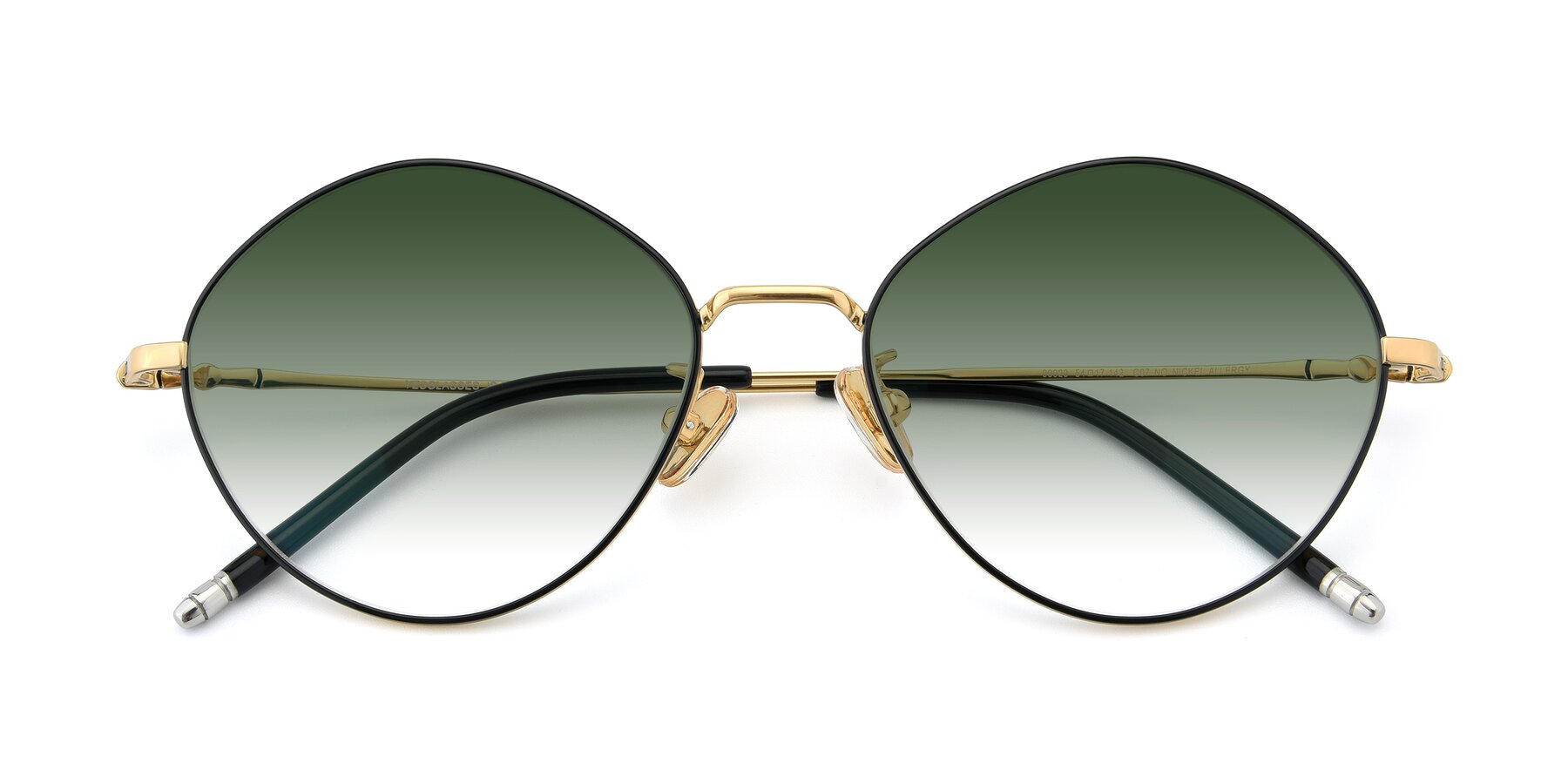 Folded Front of 90029 in Black-Gold with Green Gradient Lenses