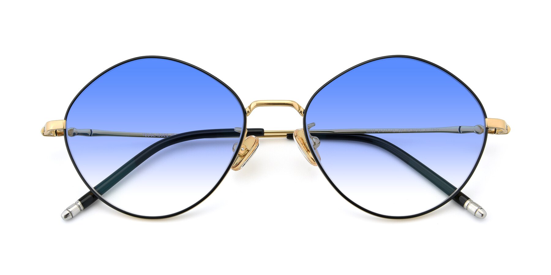 Folded Front of 90029 in Black-Gold with Blue Gradient Lenses