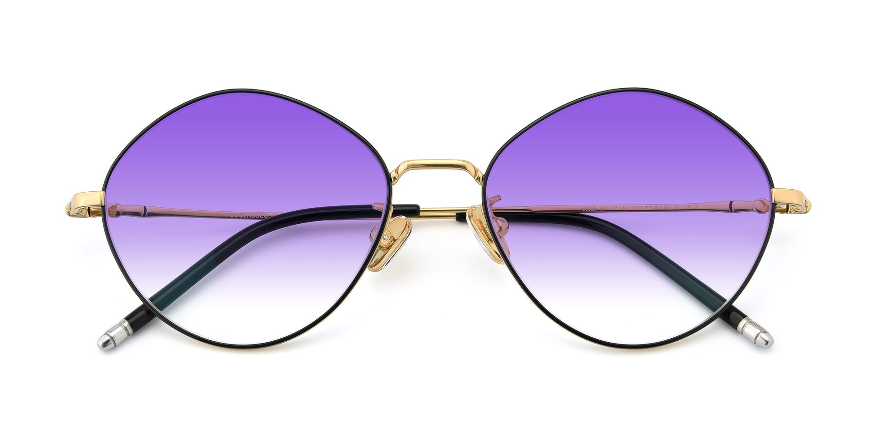 Folded Front of 90029 in Black-Gold with Purple Gradient Lenses