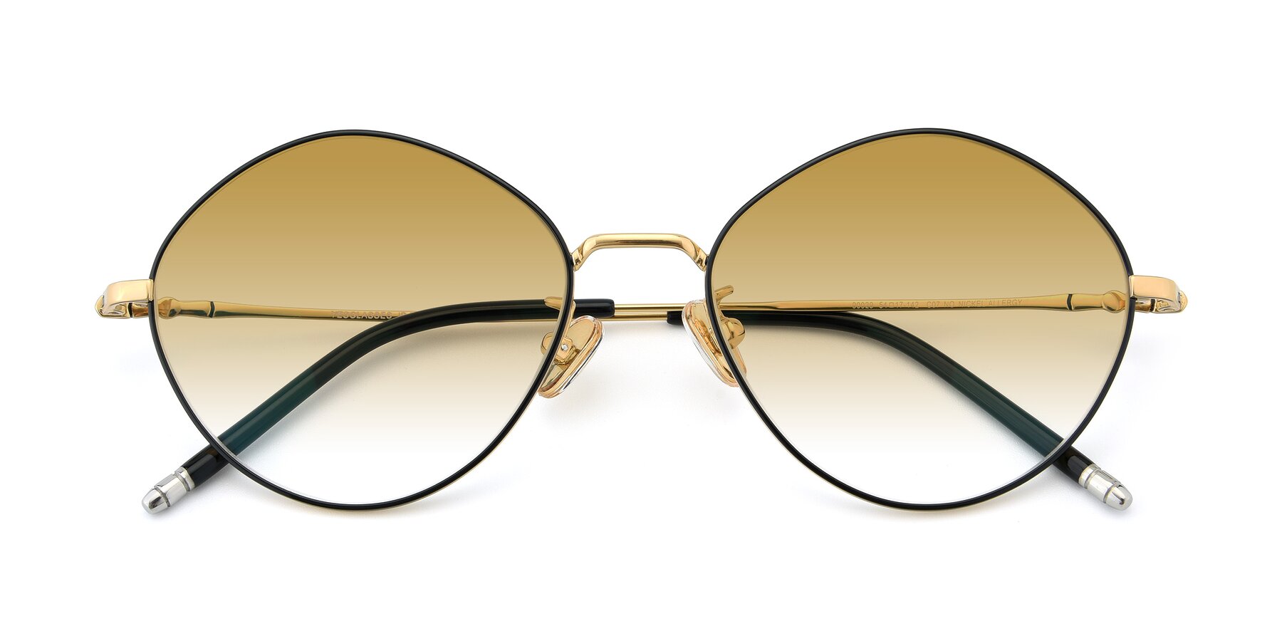 Folded Front of 90029 in Black-Gold with Champagne Gradient Lenses