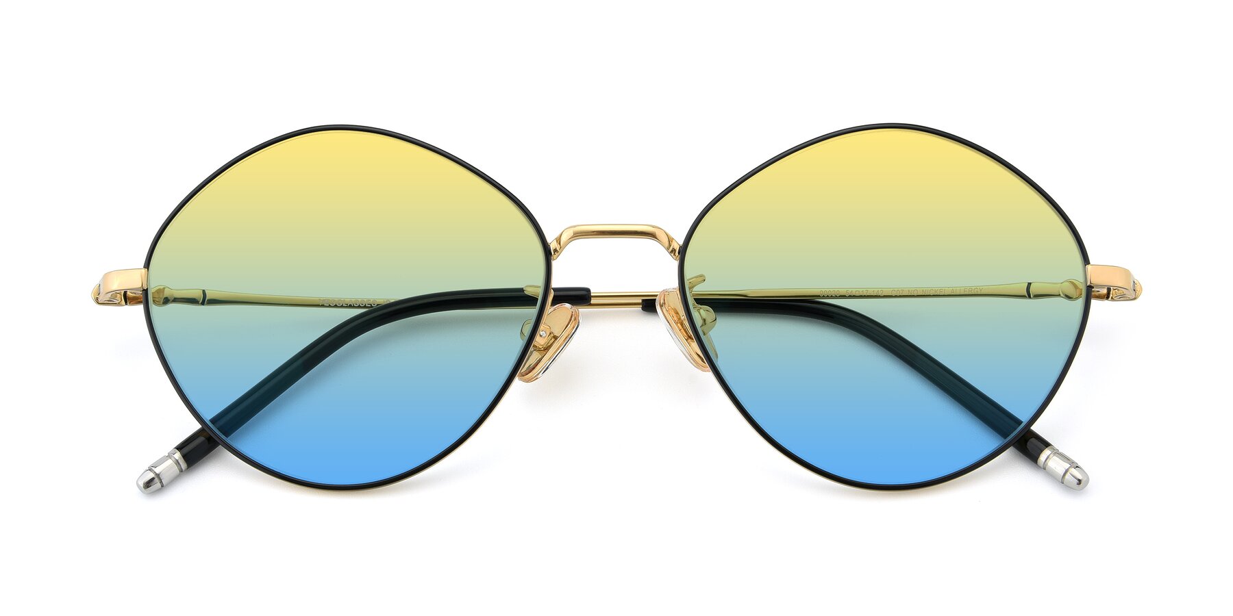 Folded Front of 90029 in Black-Gold with Yellow / Blue Gradient Lenses