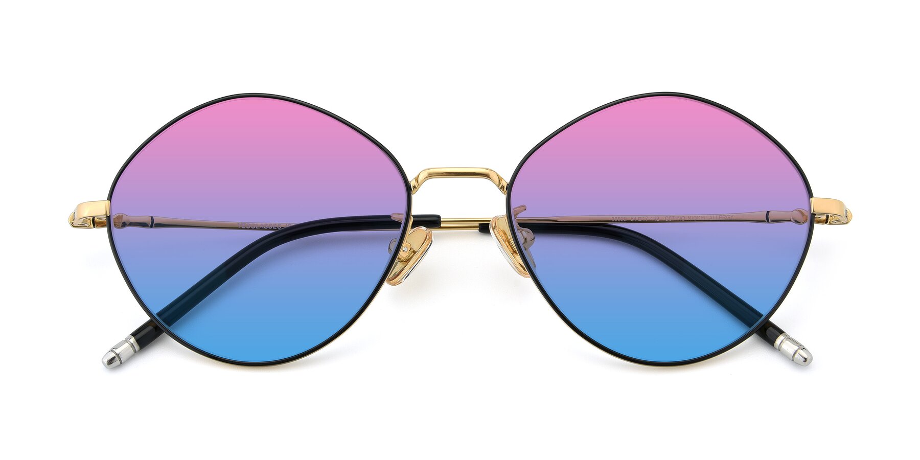 Folded Front of 90029 in Black-Gold with Pink / Blue Gradient Lenses