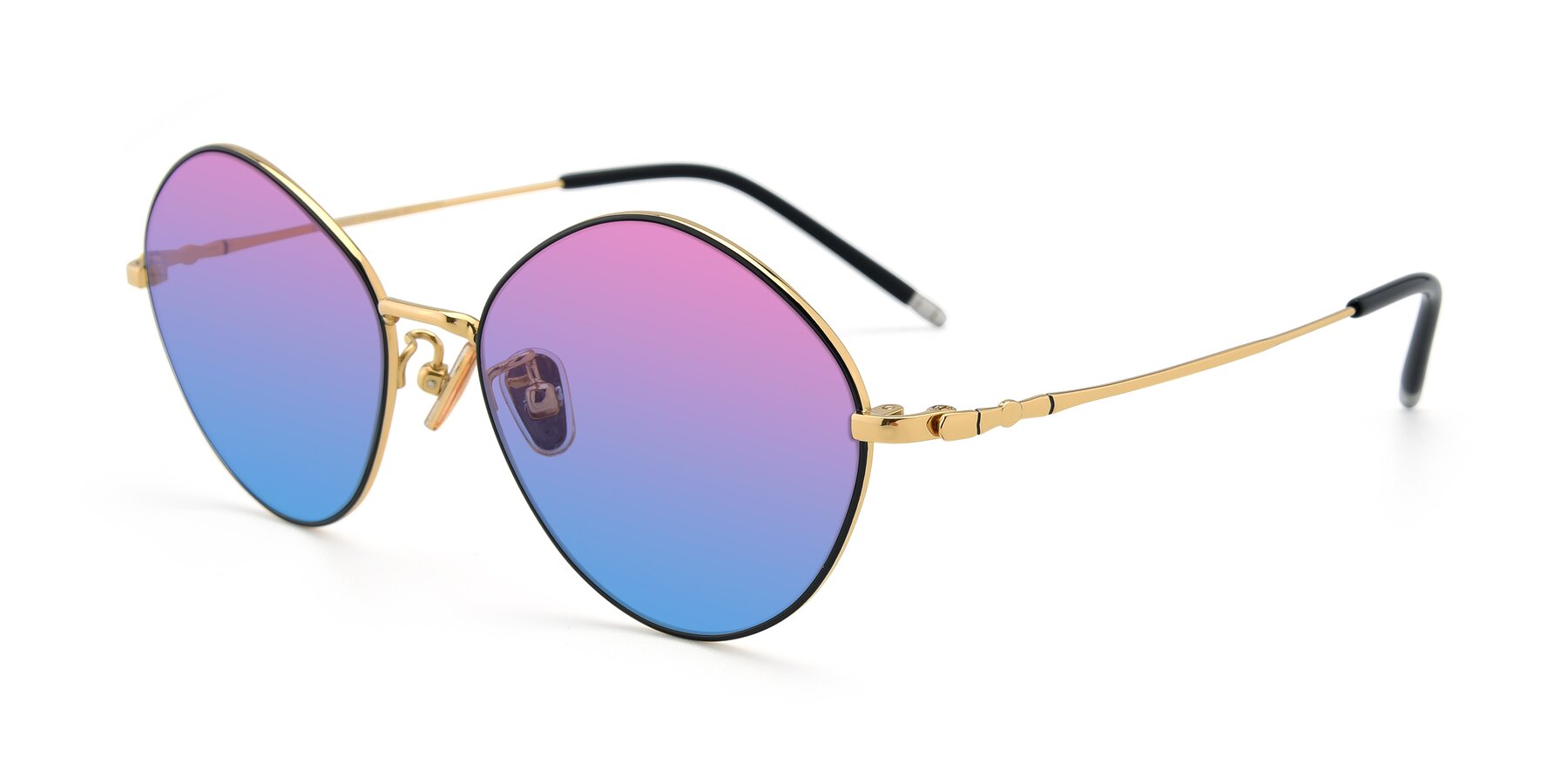 Angle of 90029 in Black-Gold with Pink / Blue Gradient Lenses