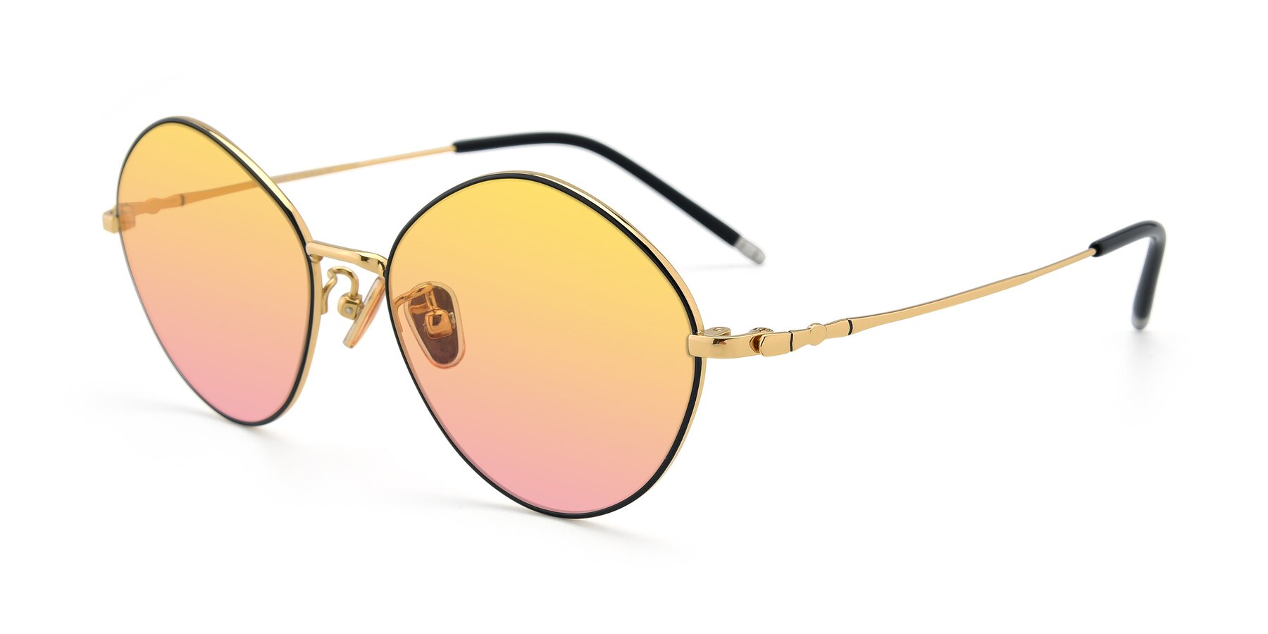 Angle of 90029 in Black-Gold with Yellow / Pink Gradient Lenses