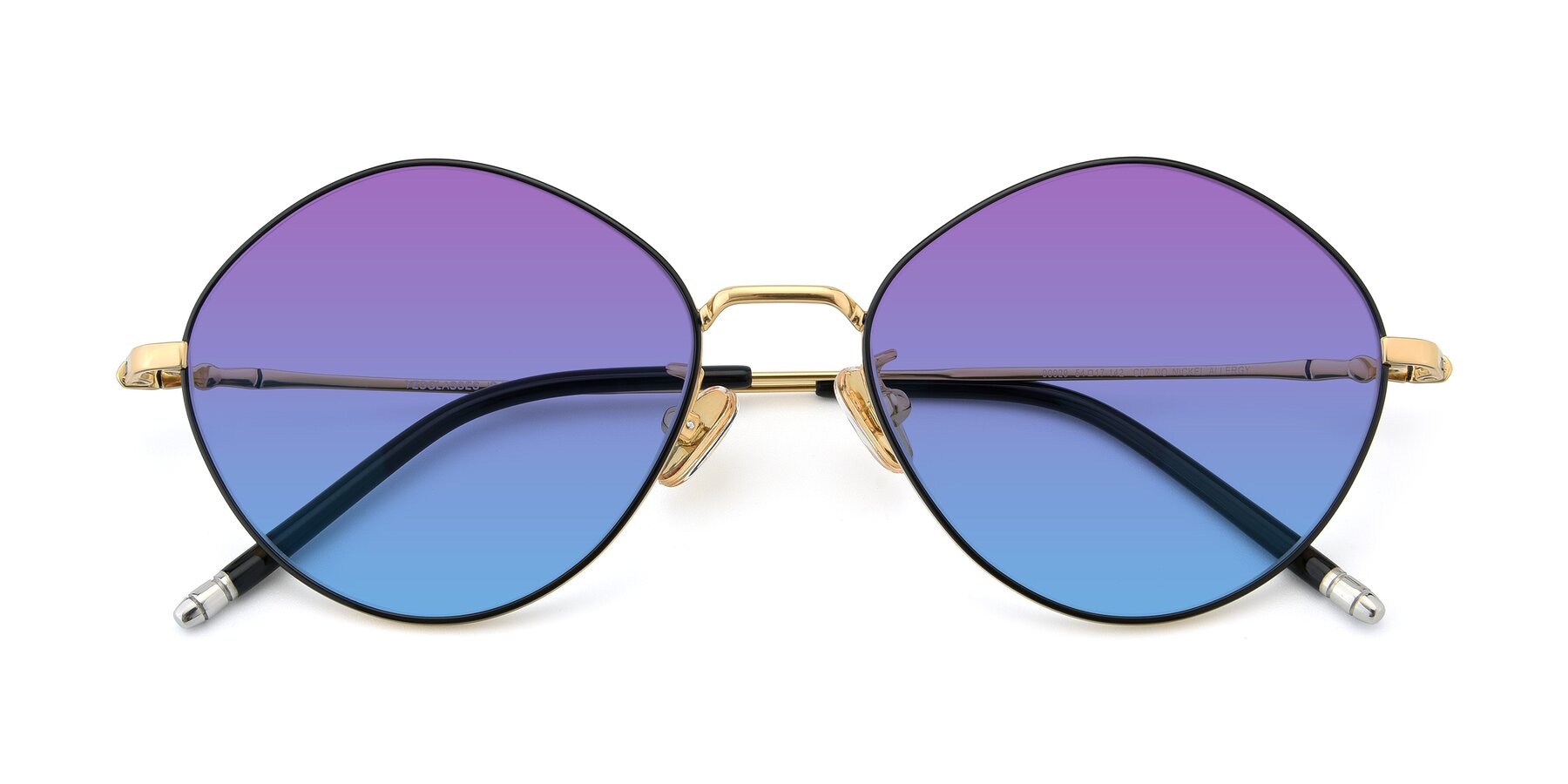 Folded Front of 90029 in Black-Gold with Purple / Blue Gradient Lenses