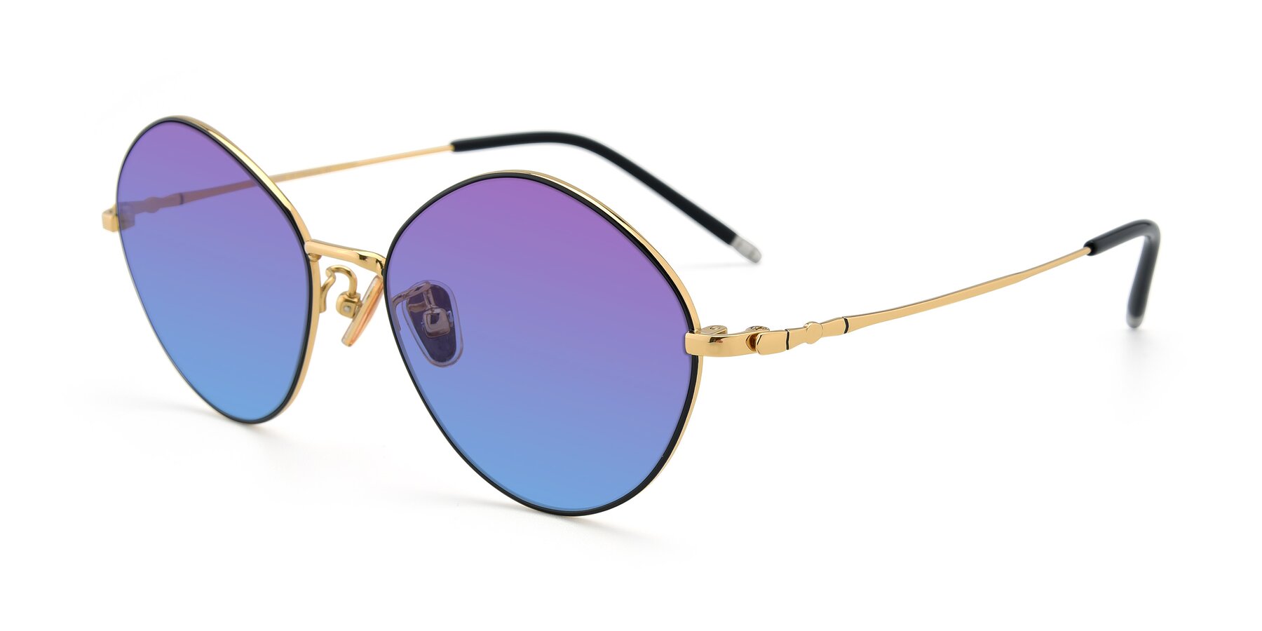 Angle of 90029 in Black-Gold with Purple / Blue Gradient Lenses