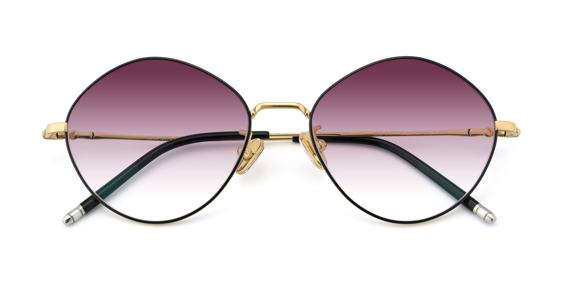 Folded Front of 90029 in Black-Gold with Wine Gradient Lenses