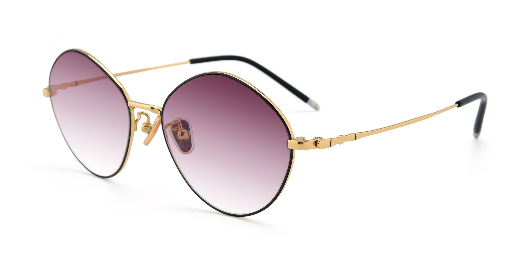 Angle of 90029 in Black-Gold with Wine Gradient Lenses