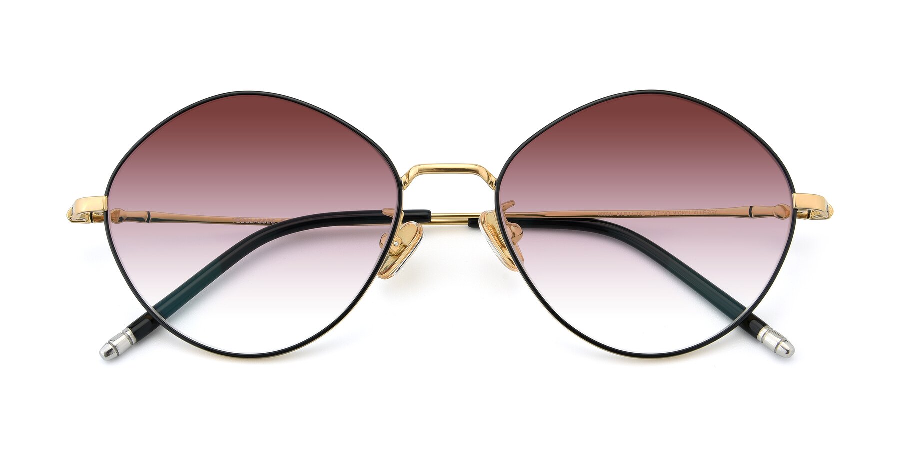 Folded Front of 90029 in Black-Gold with Garnet Gradient Lenses