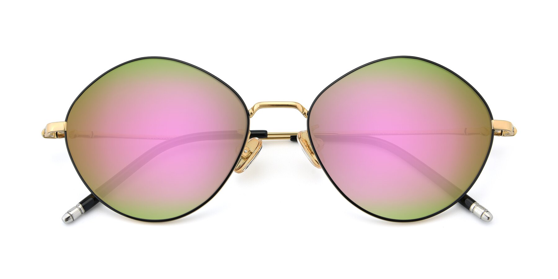 Folded Front of 90029 in Black-Gold with Pink Mirrored Lenses