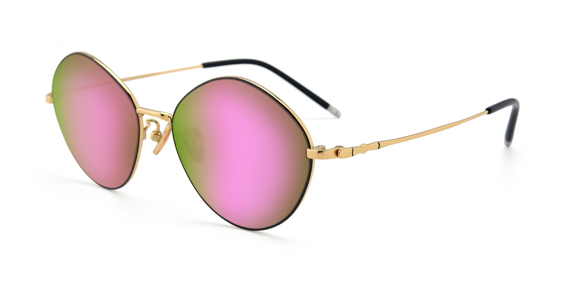Angle of 90029 in Black-Gold with Pink Mirrored Lenses