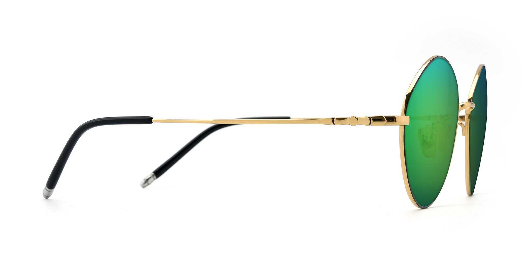 Side of 90029 in Black-Gold with Green Mirrored Lenses