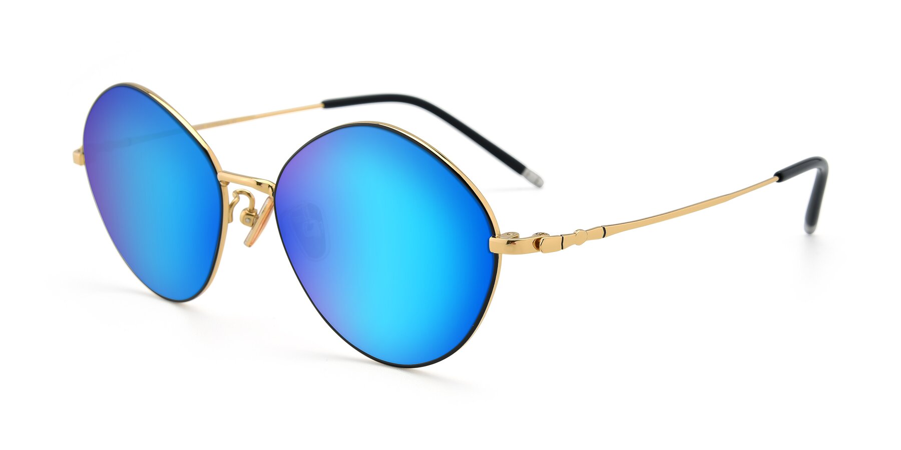 Angle of 90029 in Black-Gold with Blue Mirrored Lenses