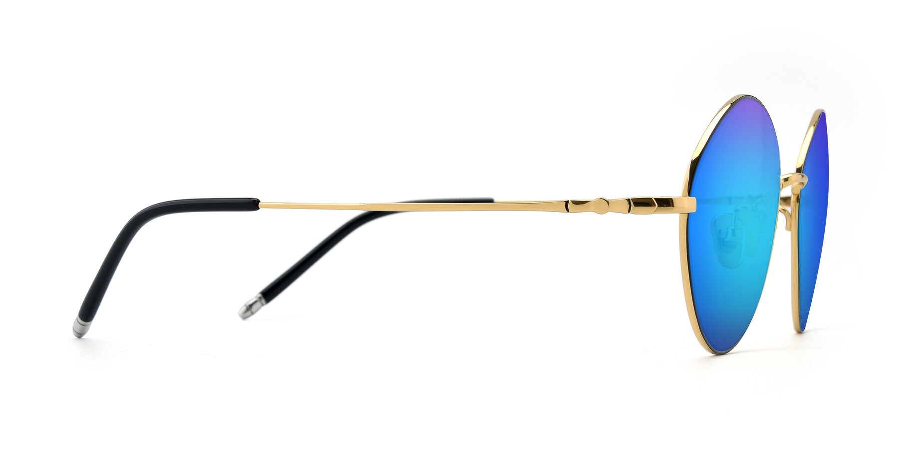 Side of 90029 in Black-Gold with Blue Mirrored Lenses