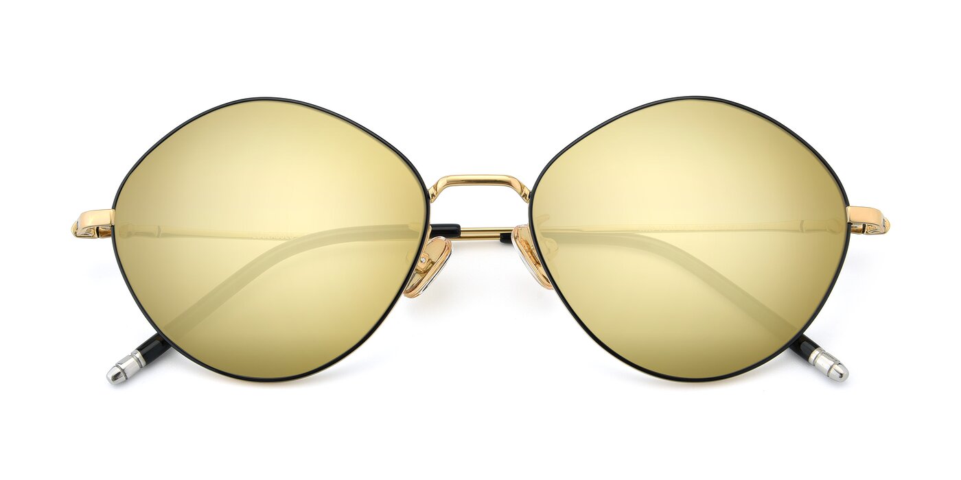 90029 - Black / Gold Flash Mirrored Sunglasses