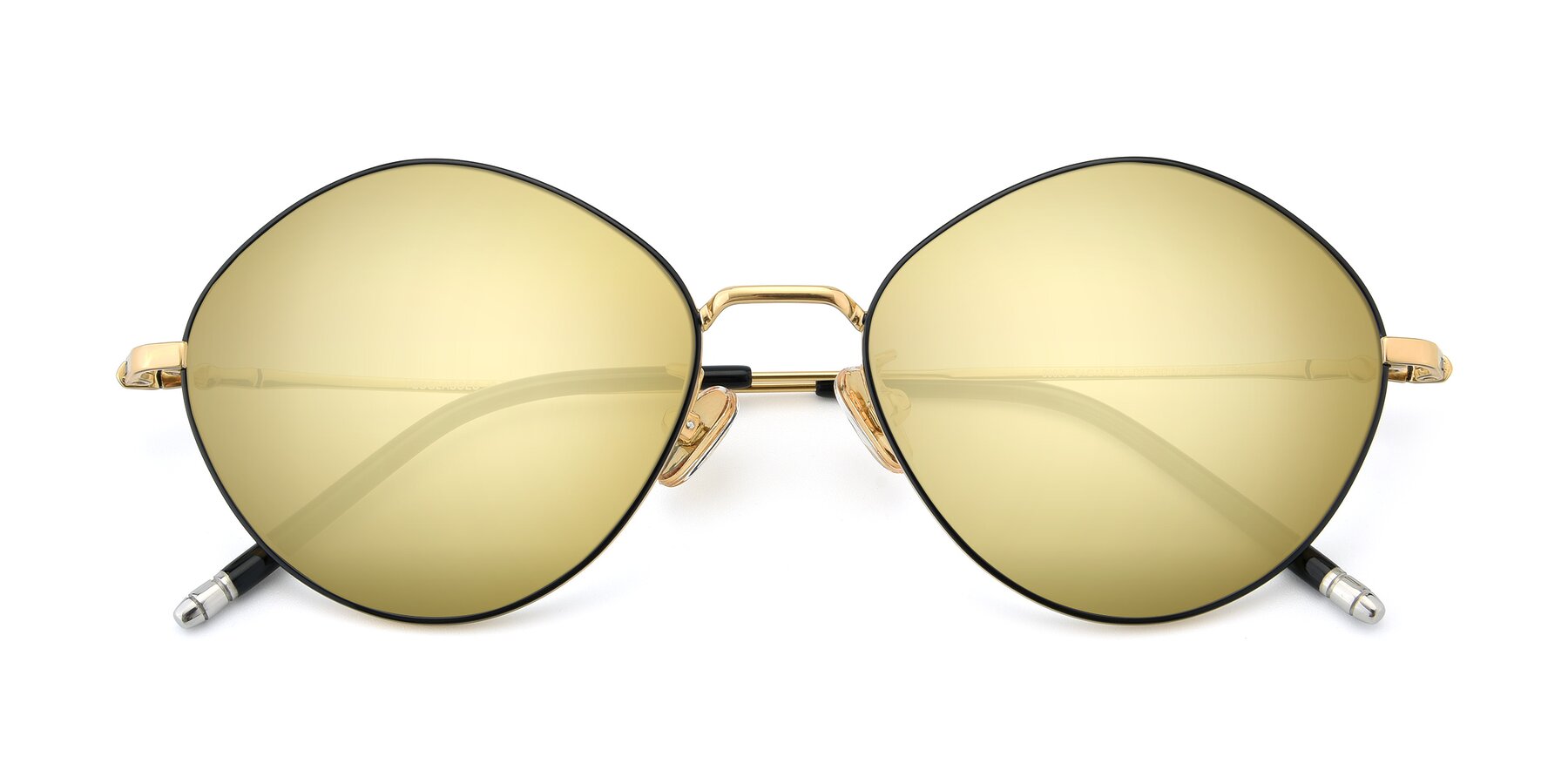 Folded Front of 90029 in Black-Gold with Gold Mirrored Lenses