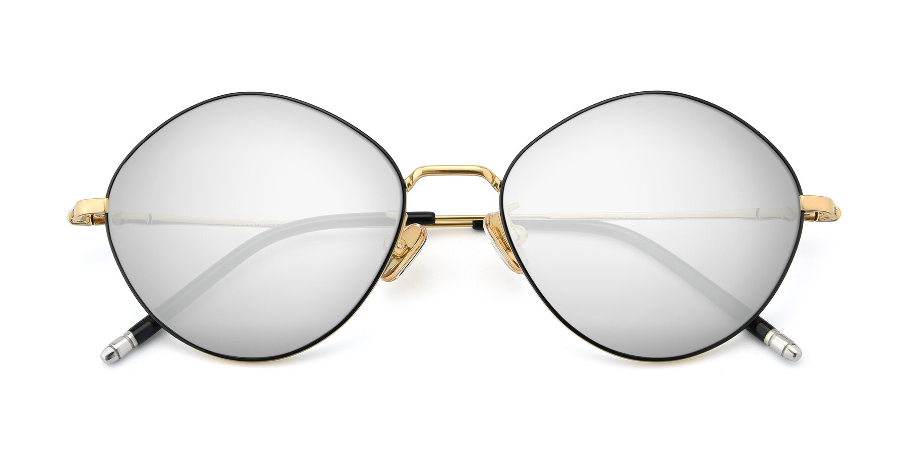 Folded Front of 90029 in Black-Gold with Silver Mirrored Lenses