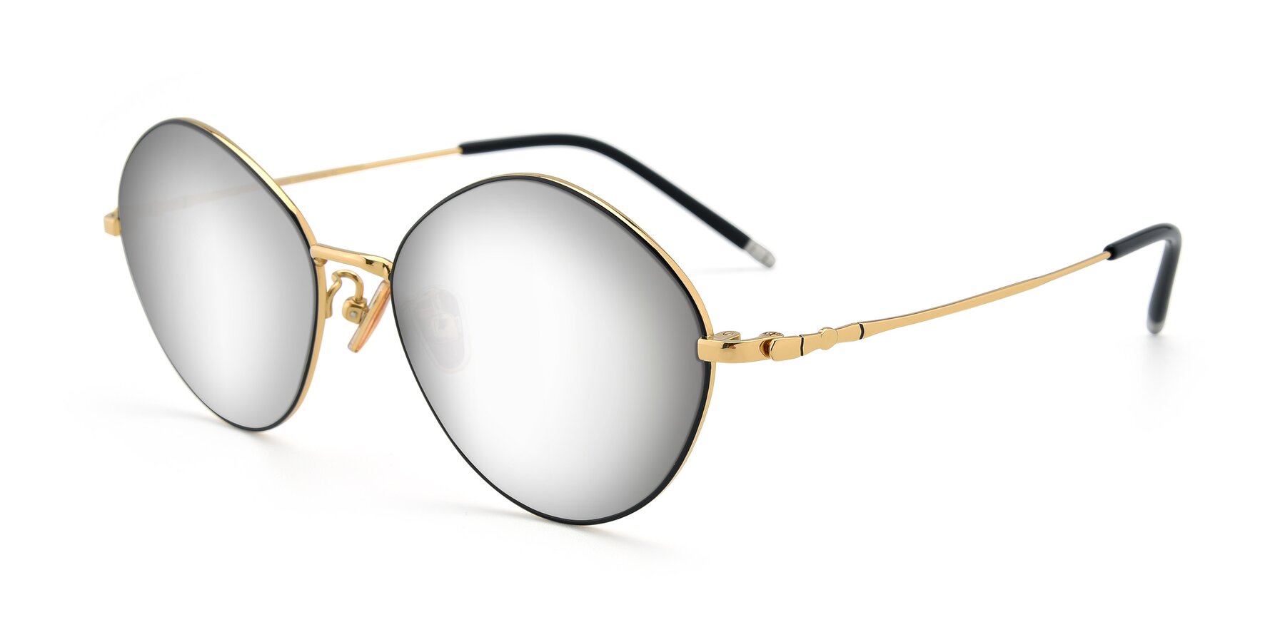 Angle of 90029 in Black-Gold with Silver Mirrored Lenses