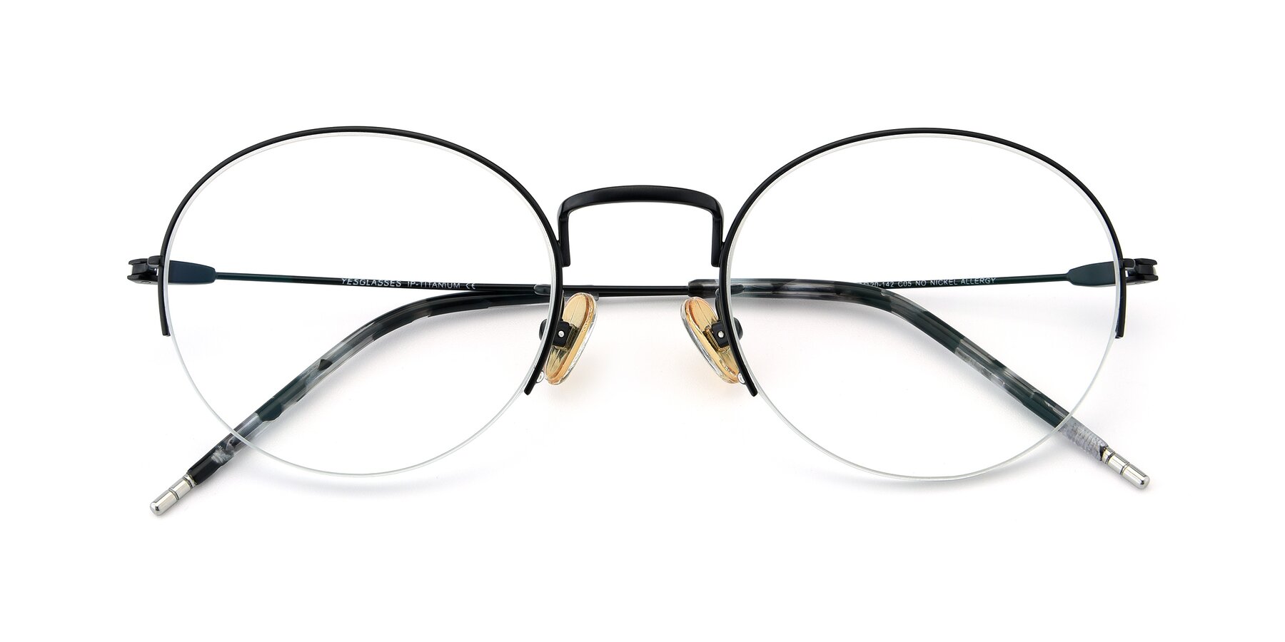 Folded Front of 80039 in Black with Clear Reading Eyeglass Lenses