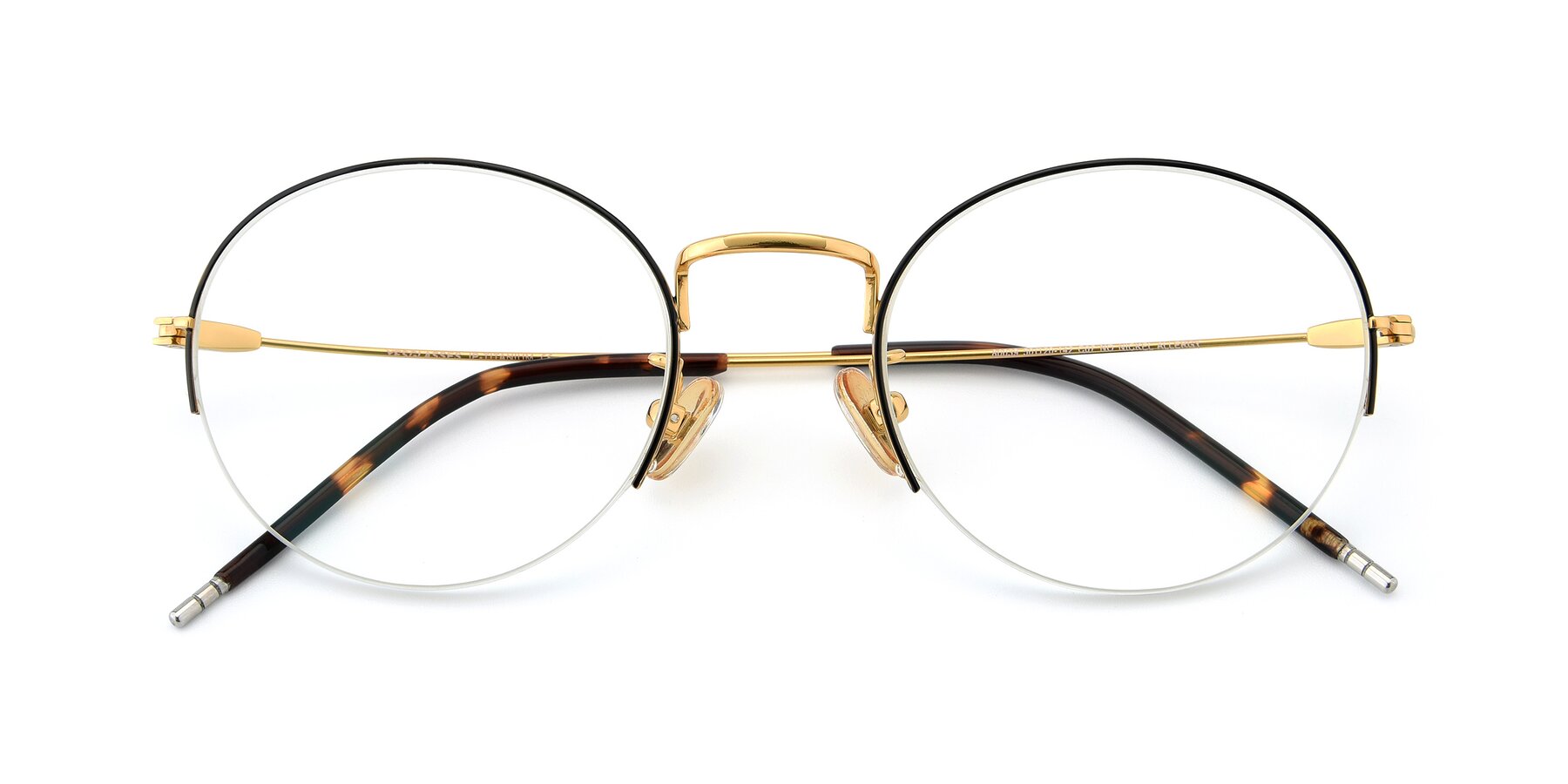Folded Front of 80039 in Black-Gold with Clear Reading Eyeglass Lenses