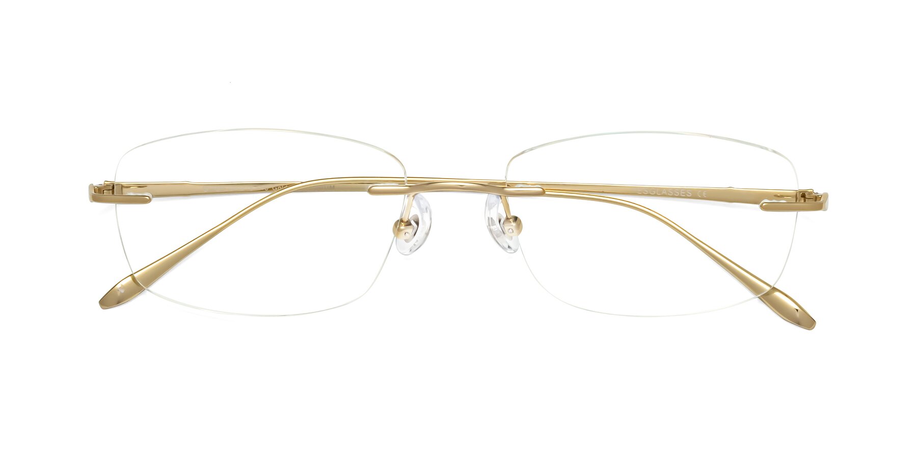 Folded Front of Smart in Gold with Clear Eyeglass Lenses