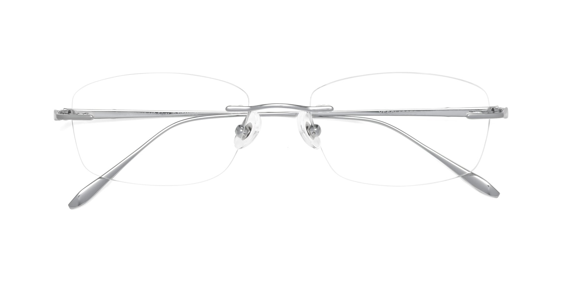 Folded Front of Smart in Silver with Clear Reading Eyeglass Lenses
