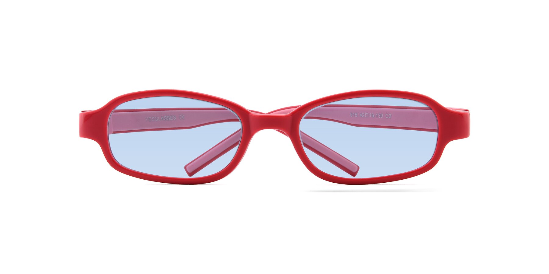 Folded Front of 515 in Red-Pink with Light Blue Tinted Lenses